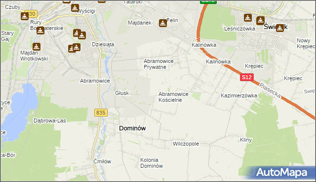 mapa Abramowice Kościelne, Abramowice Kościelne na mapie Targeo