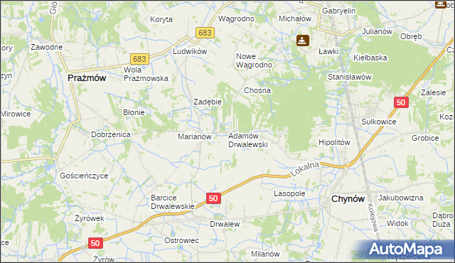mapa Adamów Drwalewski, Adamów Drwalewski na mapie Targeo