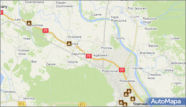 mapa Agatówka gmina Zaleszany, Agatówka gmina Zaleszany na mapie Targeo