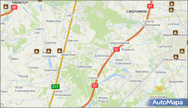 mapa Antoninów gmina Piaseczno, Antoninów gmina Piaseczno na mapie Targeo