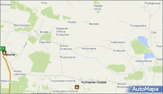 mapa Antoniówka gmina Komarów-Osada, Antoniówka gmina Komarów-Osada na mapie Targeo