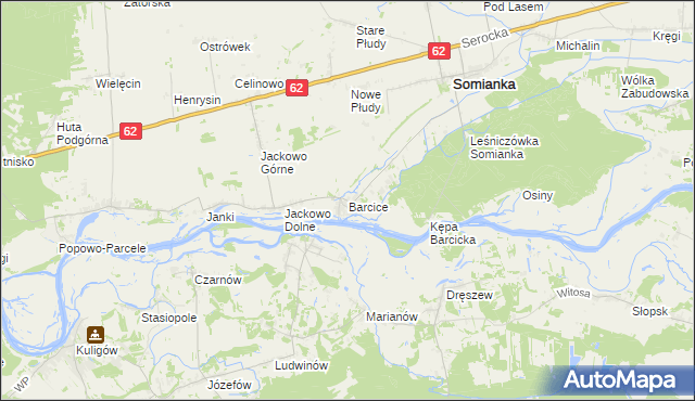 mapa Barcice gmina Somianka, Barcice gmina Somianka na mapie Targeo