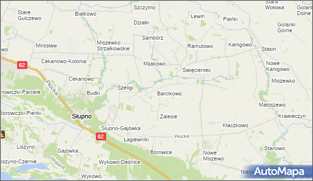 mapa Barcikowo gmina Słupno, Barcikowo gmina Słupno na mapie Targeo
