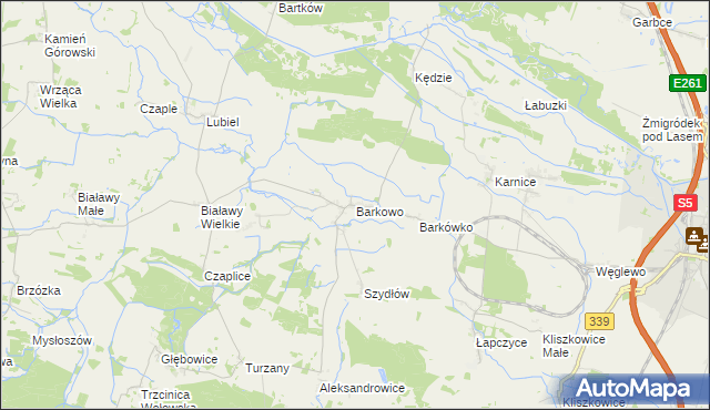 mapa Barkowo gmina Żmigród, Barkowo gmina Żmigród na mapie Targeo