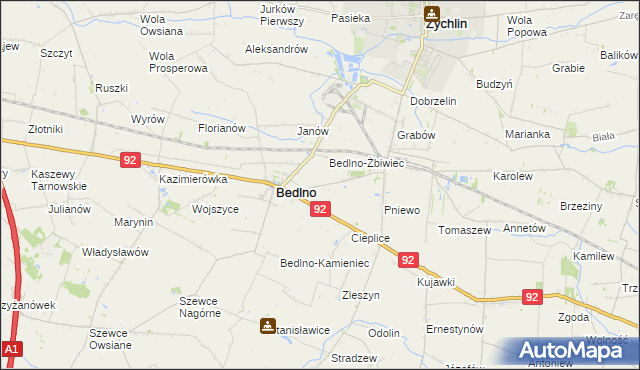 mapa Bedlno-Wieś, Bedlno-Wieś na mapie Targeo