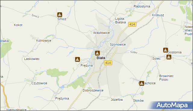 mapa Biała powiat prudnicki, Biała powiat prudnicki na mapie Targeo