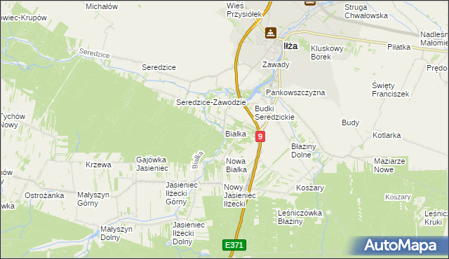 mapa Białka gmina Iłża, Białka gmina Iłża na mapie Targeo