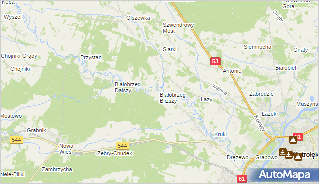 mapa Białobrzeg Bliższy, Białobrzeg Bliższy na mapie Targeo