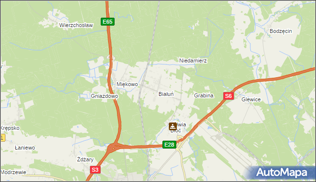 mapa Białuń gmina Goleniów, Białuń gmina Goleniów na mapie Targeo