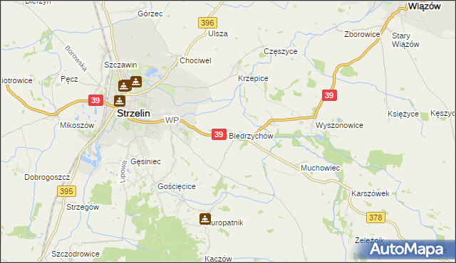 mapa Biedrzychów gmina Strzelin, Biedrzychów gmina Strzelin na mapie Targeo