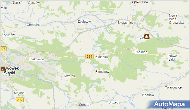 mapa Bielanka gmina Lwówek Śląski, Bielanka gmina Lwówek Śląski na mapie Targeo