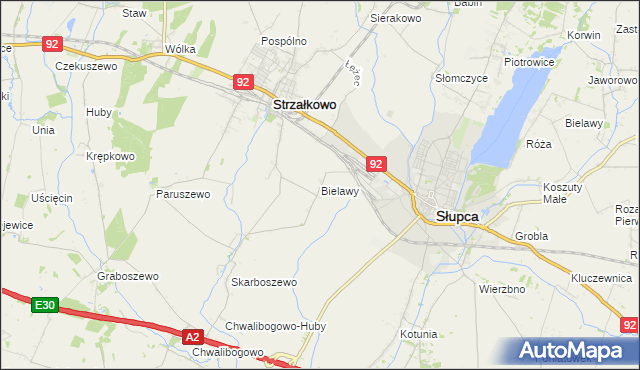 mapa Bielawy gmina Strzałkowo, Bielawy gmina Strzałkowo na mapie Targeo