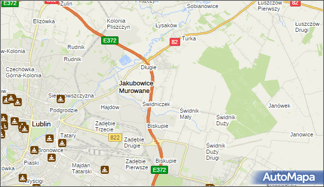 mapa Biskupie-Kolonia gmina Wólka, Biskupie-Kolonia gmina Wólka na mapie Targeo