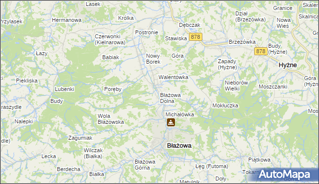 mapa Błażowa Dolna, Błażowa Dolna na mapie Targeo