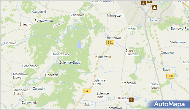 mapa Bledzewko, Bledzewko na mapie Targeo