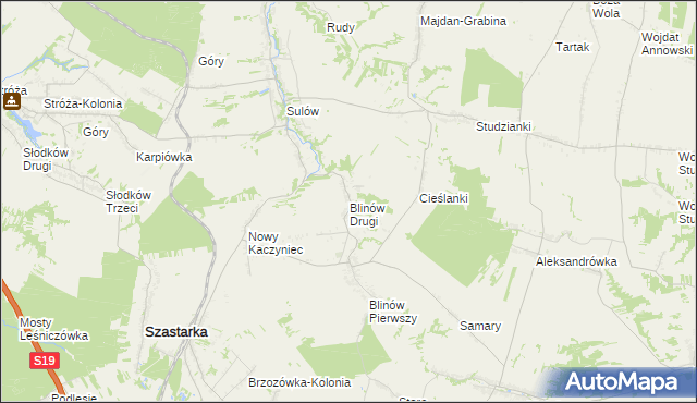 mapa Blinów Drugi, Blinów Drugi na mapie Targeo