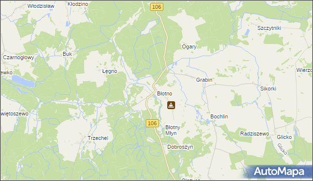 mapa Błotno gmina Nowogard, Błotno gmina Nowogard na mapie Targeo