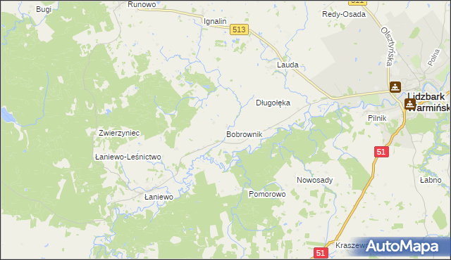 mapa Bobrownik, Bobrownik na mapie Targeo