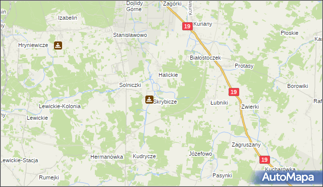 mapa Bogdaniec gmina Zabłudów, Bogdaniec gmina Zabłudów na mapie Targeo