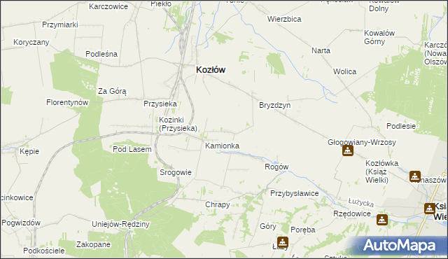 mapa Bogdanów gmina Kozłów, Bogdanów gmina Kozłów na mapie Targeo