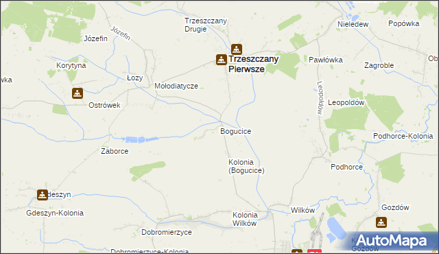 mapa Bogucice gmina Trzeszczany, Bogucice gmina Trzeszczany na mapie Targeo