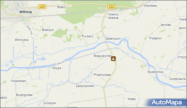 mapa Boguszyniec gmina Witnica, Boguszyniec gmina Witnica na mapie Targeo
