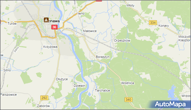 mapa Boraszyn, Boraszyn na mapie Targeo