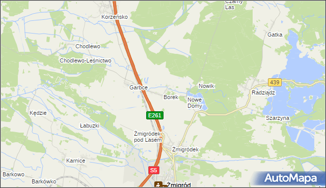 mapa Borek gmina Żmigród, Borek gmina Żmigród na mapie Targeo