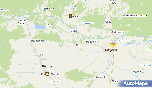 mapa Borki gmina Księżpol, Borki gmina Księżpol na mapie Targeo