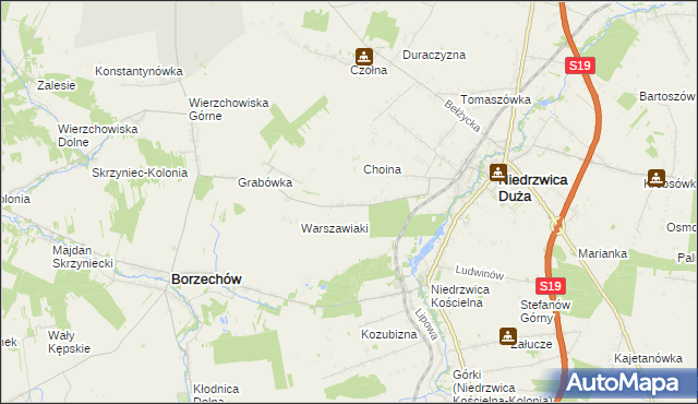 mapa Borkowizna gmina Niedrzwica Duża, Borkowizna gmina Niedrzwica Duża na mapie Targeo