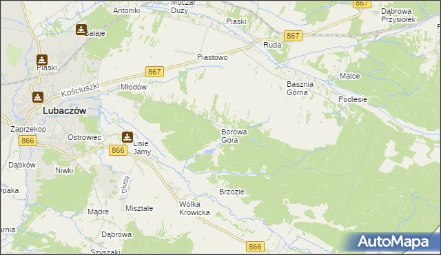 mapa Borowa Góra gmina Lubaczów, Borowa Góra gmina Lubaczów na mapie Targeo