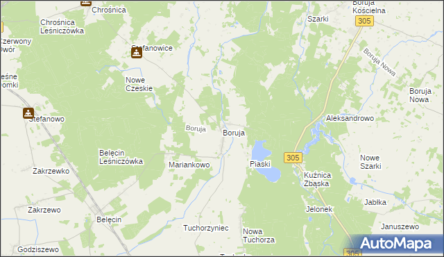 mapa Boruja, Boruja na mapie Targeo