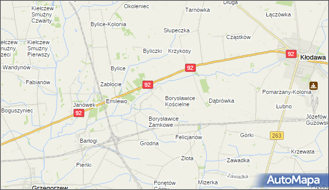 mapa Borysławice Kościelne, Borysławice Kościelne na mapie Targeo