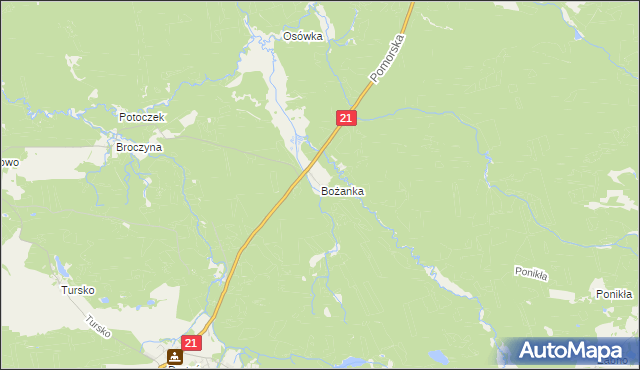 mapa Bożanka, Bożanka na mapie Targeo