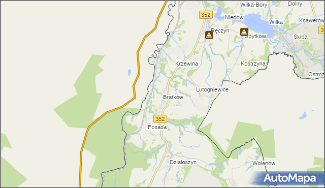 mapa Bratków gmina Bogatynia, Bratków gmina Bogatynia na mapie Targeo