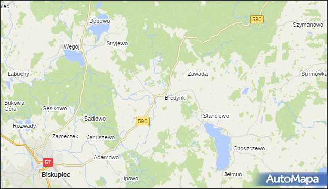 mapa Bredynki, Bredynki na mapie Targeo