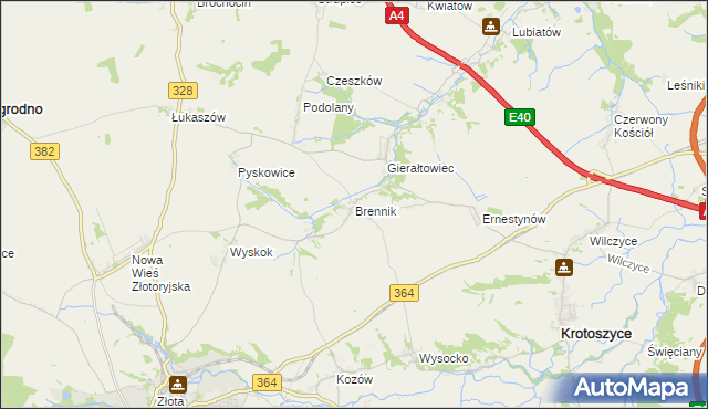 mapa Brennik gmina Złotoryja, Brennik gmina Złotoryja na mapie Targeo