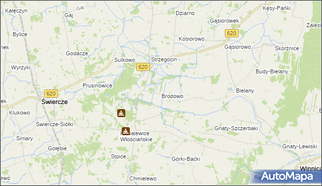 mapa Brodowo gmina Świercze, Brodowo gmina Świercze na mapie Targeo