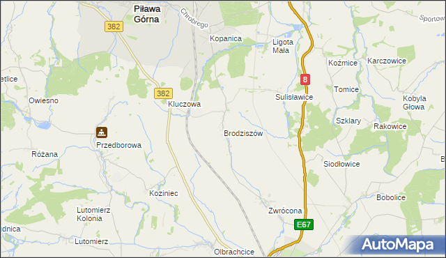 mapa Brodziszów, Brodziszów na mapie Targeo