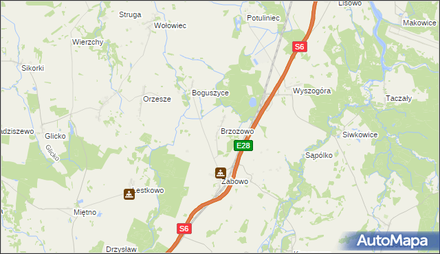 mapa Brzozowo gmina Nowogard, Brzozowo gmina Nowogard na mapie Targeo