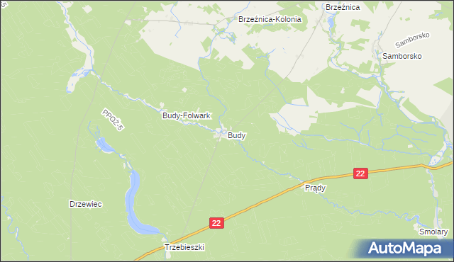 mapa Budy gmina Jastrowie, Budy gmina Jastrowie na mapie Targeo