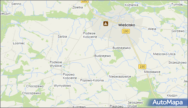 mapa Budziejewo, Budziejewo na mapie Targeo