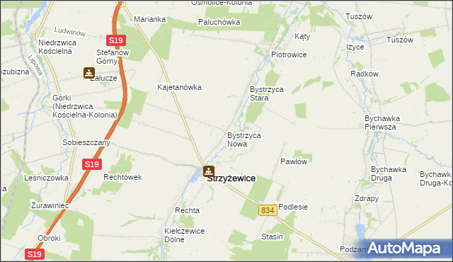 mapa Bystrzyca Nowa, Bystrzyca Nowa na mapie Targeo