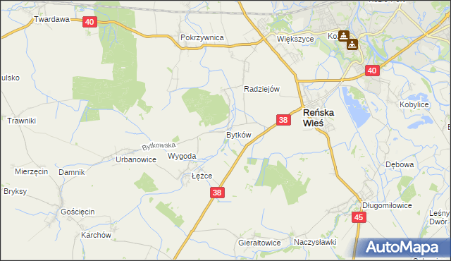 mapa Bytków gmina Reńska Wieś, Bytków gmina Reńska Wieś na mapie Targeo