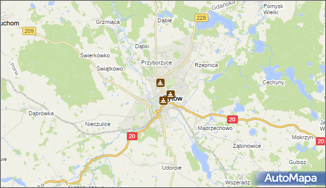 mapa Bytów, Bytów na mapie Targeo