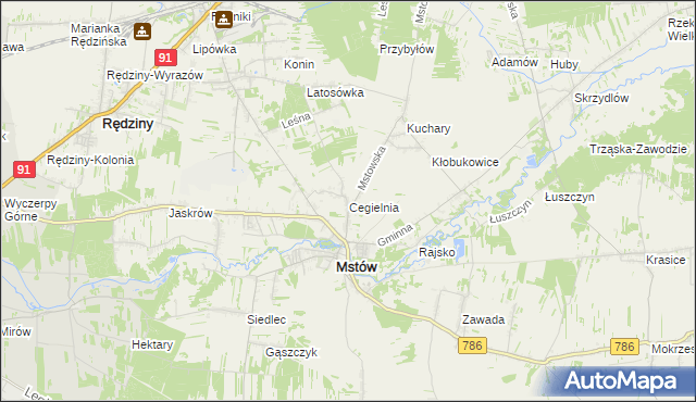 mapa Cegielnia gmina Mstów, Cegielnia gmina Mstów na mapie Targeo