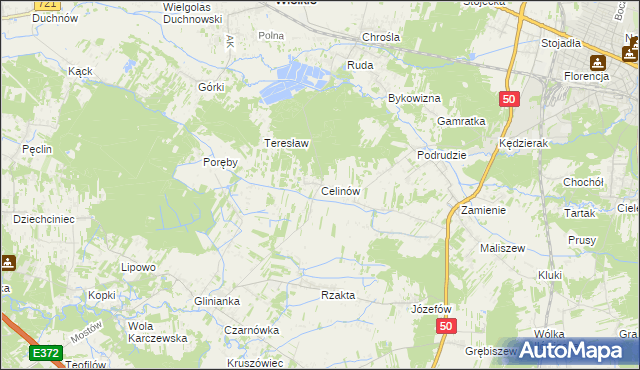 mapa Celinów gmina Dębe Wielkie, Celinów gmina Dębe Wielkie na mapie Targeo