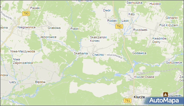 mapa Chechło gmina Klucze, Chechło gmina Klucze na mapie Targeo