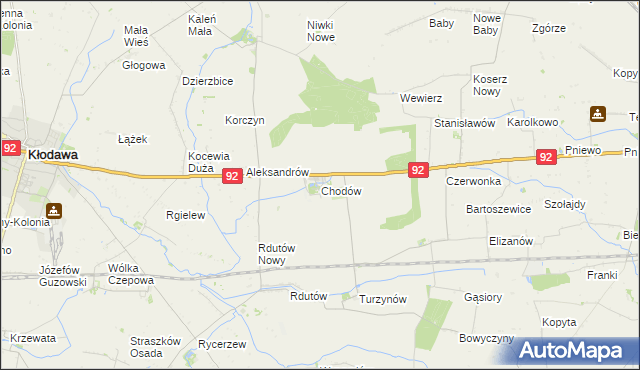 mapa Chodów powiat kolski, Chodów powiat kolski na mapie Targeo