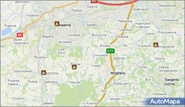 mapa Chorowice, Chorowice na mapie Targeo